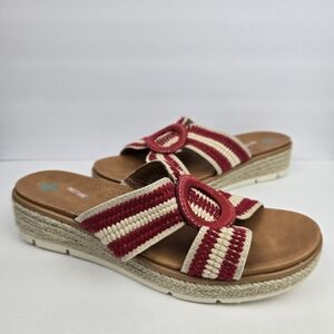 BARETRAPS Posture+ Technology‎ Bliss slip-on sandal Red White Womens Size 8.5